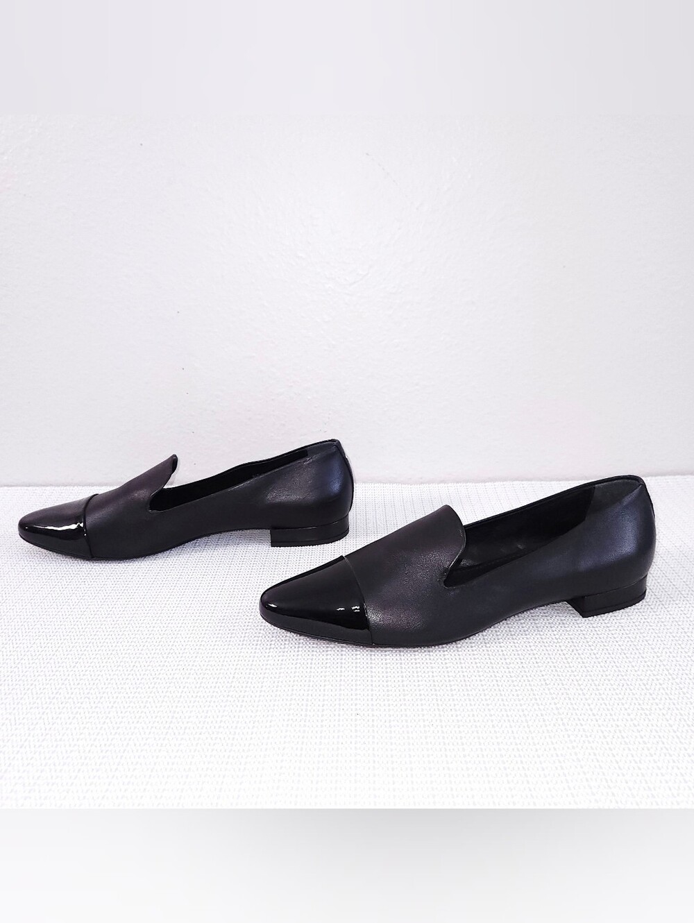 AGL Cap-Toe Loafers Black Leather Slip-On Flats EU 40